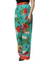 Dolce & Gabbana Green Silk Printed Straight Pants